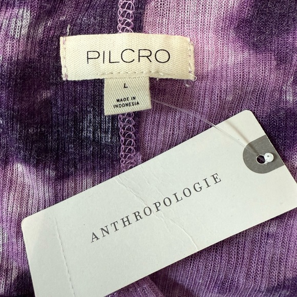 Pilcro/Anthropologie NWT Purple Tye Die Long Sleeve Henley Top Size Large - Picture 2 of 8